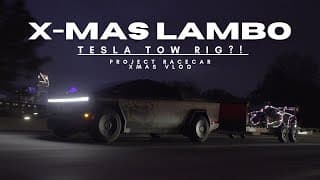 Towing a Lamborghini Racecar with a Tesla CYBERTRUCK! Christmas Vlog